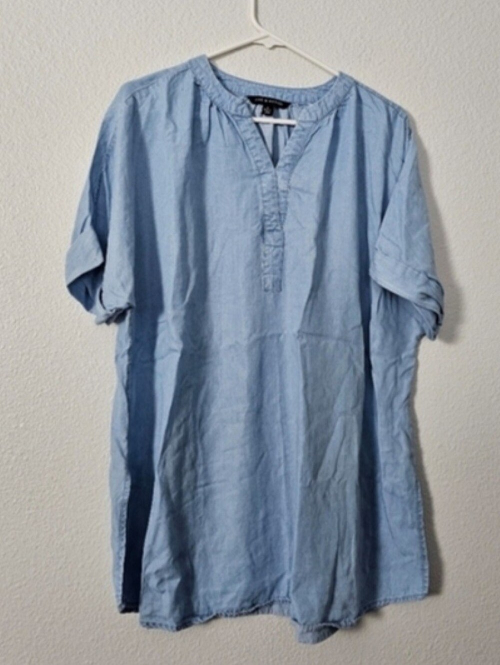 Zac & Rachel Light Blue Casual Tunic Button-Down Shirt Sz XL